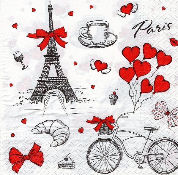 Servitky PARIS love 20 ks 16,5x16,5cm