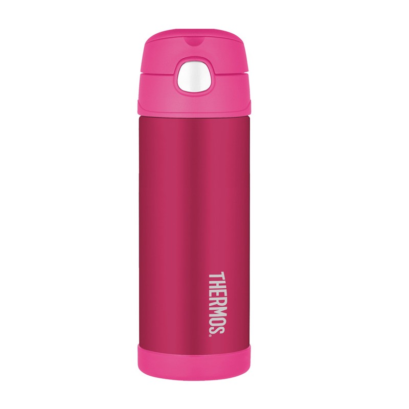 Thermos FUNtainer - detská termoska so slamkou 470 ml - celá ružová