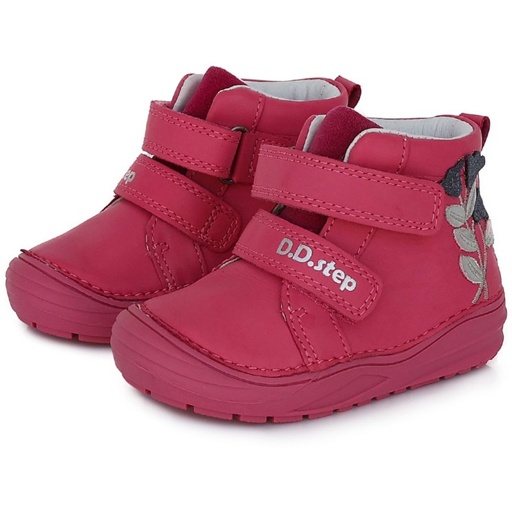 Prechodné topánky STELLA dark pink kožené ortopedické D.D.Step FLEXI system