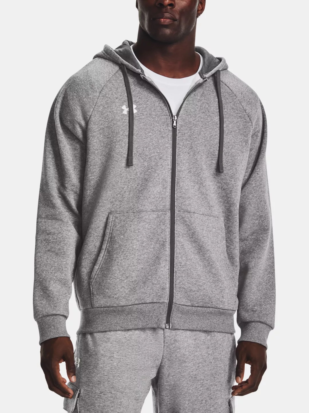 Mikina s kapucňou na zips UA Rival Fleece FZ Hoodie-GRY