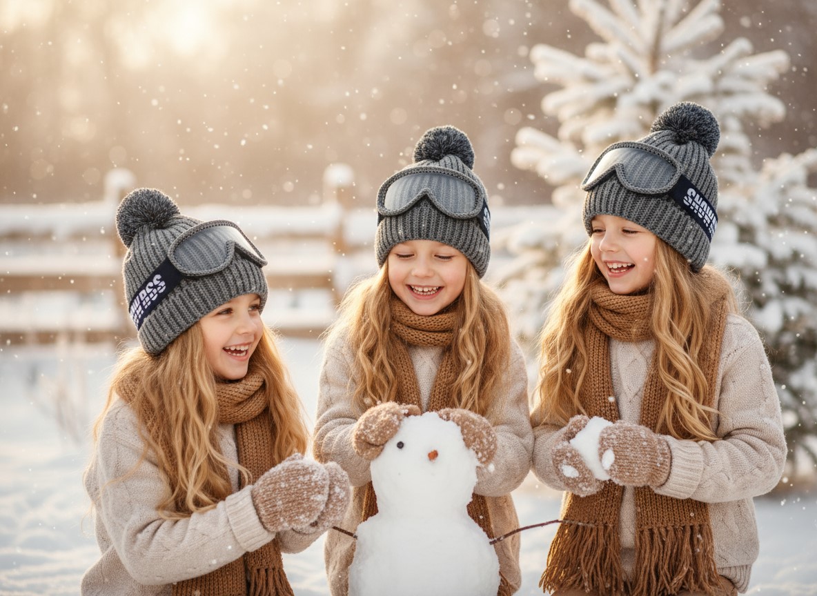 Luxusná zimná čiapka NIKOLA s okuliarmi - sivá TOP AKCIA!