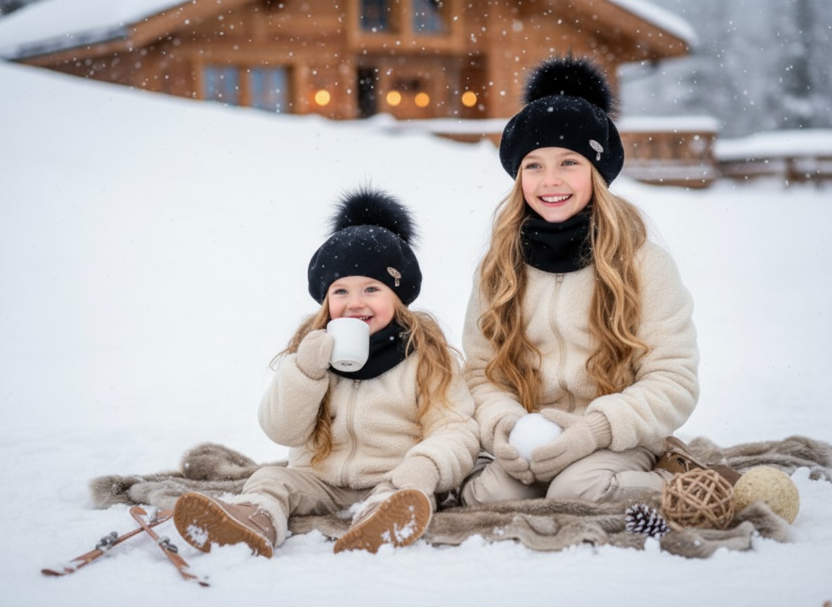 Luxusný baretkový set NIKOLA - čiapka a tunel - čierna TOP AKCIA!