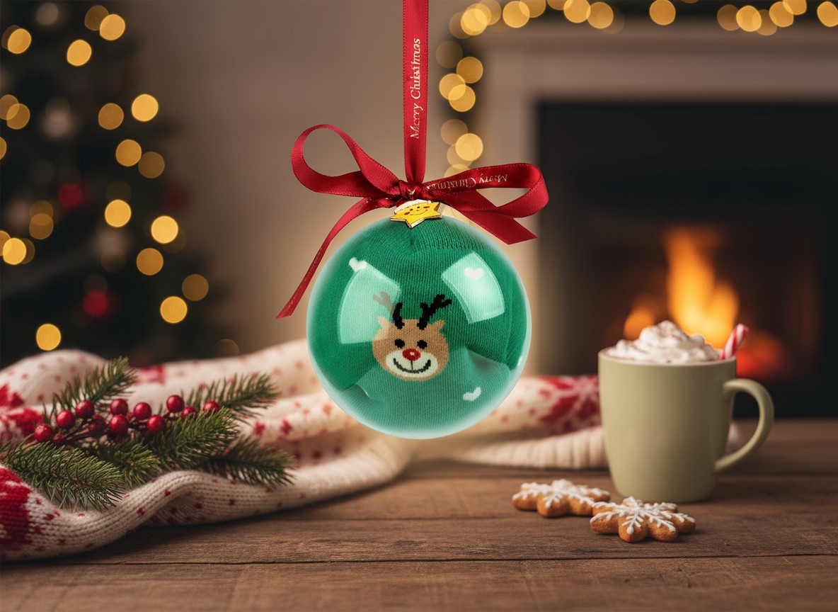 Vianočné ponožky SOB v darčekovej guli  s príveskom - zelená