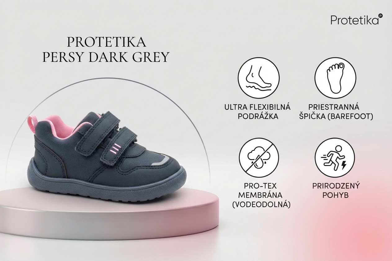 Protetika - barefootové topánky s membránou PRO-TEX PERSY dark grey