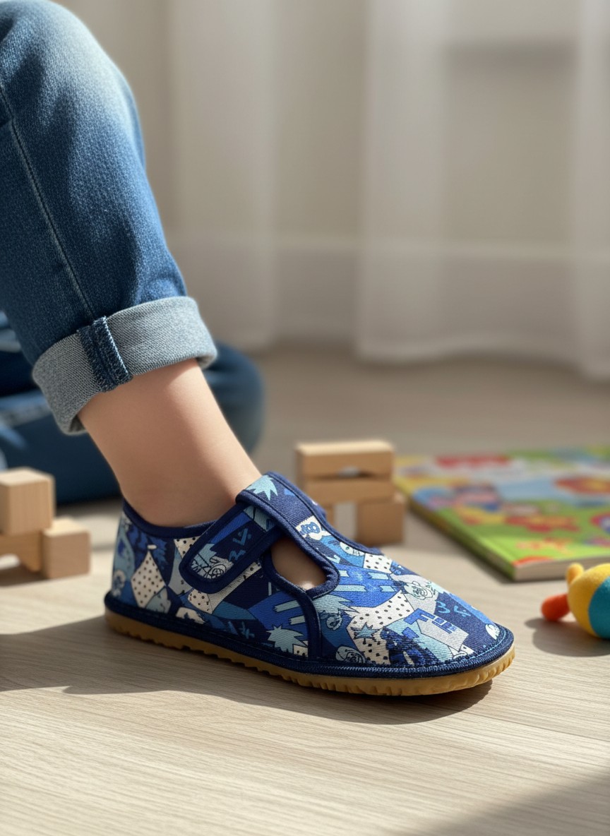 Polootvorené plátenky HP Čechtín 212 BAREFOOT - modrá