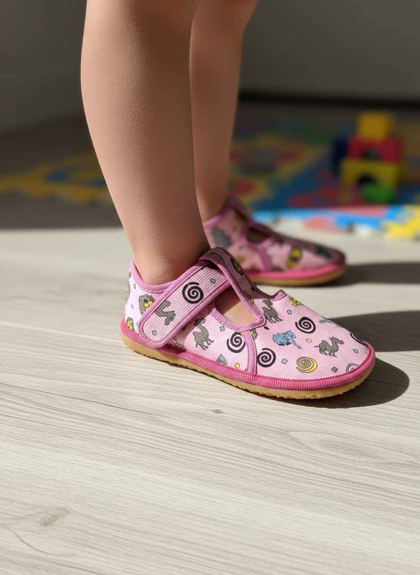 Polootvorené plátenky HP Čechtín 212 BAREFOOT lev - ružová